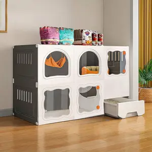 Cat Cabinet Villa for Indoor Cats, Multifunctional Cat Litter Box Enclosure and Bed, Space-Saving Cat House for Small Apartments