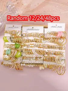 Fashion Women's Earring Set, Geometric Hoop Earrings, Random Print, Zinc Alloy Material, All Seasons Accessory, Perfect Gift