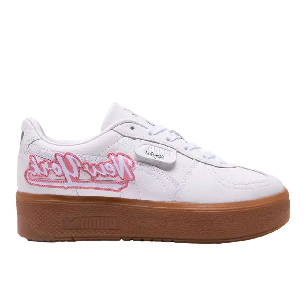 PUMA Womens Palermo Elevata Nyc Graffiti Platform Sneakers Shoes Casual - White