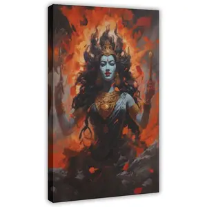 Kali Hindu Goddess Canvas Print, Divine Feminine Kali Mata, Maa Kali Godess Canvas Posters Wall Decor Paintings for Living Room Bathroom Bedroom