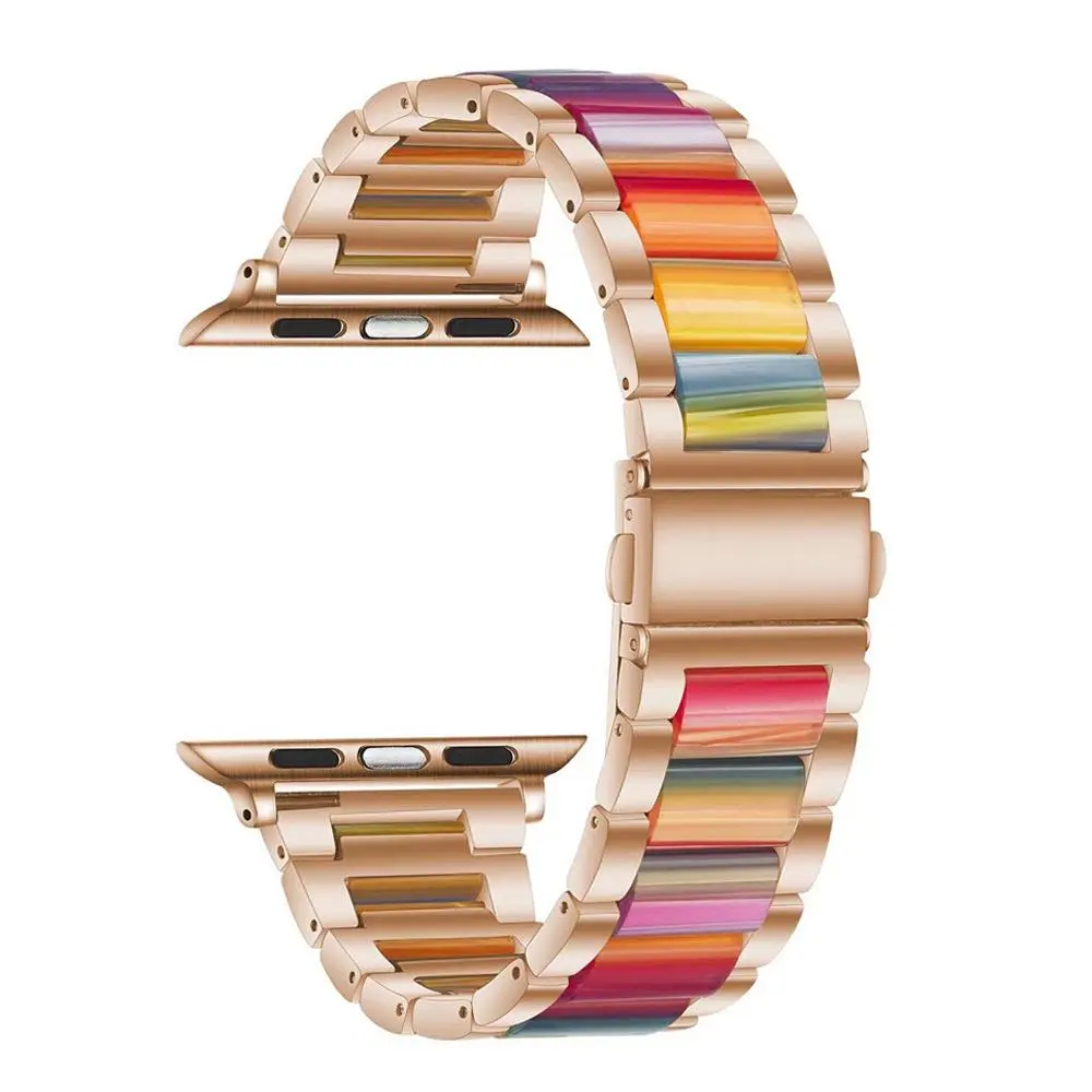 Adjustable Metal-Resin Watch Band for Apple Watch Series 1–11, SE and Ultra, Fits iWatch 49/46/45/44/42/41/40/38 mm Smart Watch Straps