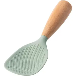 Green silicone anti-scald rice spoon – self-standing design, non-stick, suitable for rice cookers and non-stick pans