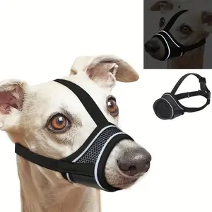 Adjustable Black Small Dog Muzzle With Breathable Mesh, Reflective Anti-Bite And Anti-Barking Strap - Comfortable Nylon, Drinkable Design, Nighttime Safety, For Small Dogs, Comfortable To Wear, Soft Fabric, Durable