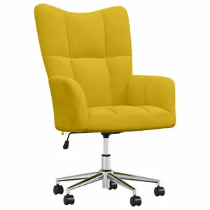 vidaXL Relaxing Chair, Accent Relax Chair, Swivel Relaxing Armchair Seating for Living Room Office, Modern Style, Mustard Yellow Velvet 328168