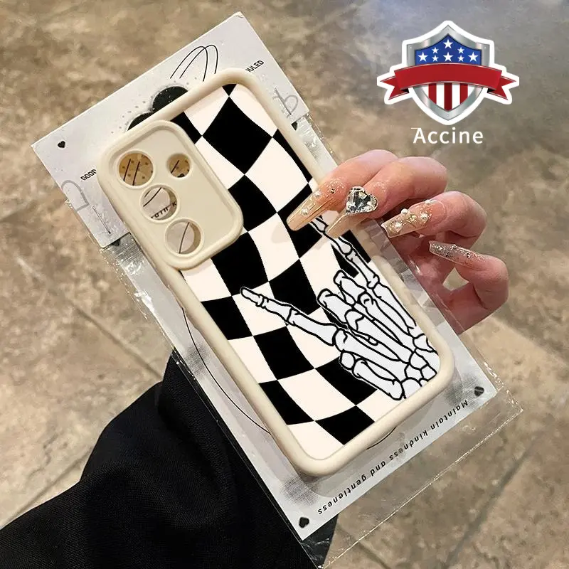 Checkered Skeleton TPU Smartphone Casing, Handheld Device Protection for Galaxy S22 Ultra, S23, S24 Plus, S24+, S25, Straight Edge, Drop-Resistant, Rugged Durable Cover Shell Gift for Boys