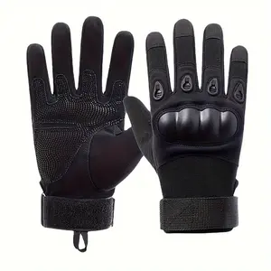 Men's Tactical Outdoor Gloves - Warm, Anti-Slip Faux Leather for Work, Gardening, Fitness, Cycling & Survival Protection with Secure Wrist Strap, Survival Gloves |   Sleek Black Gloves |   Zipper Closure Gloves