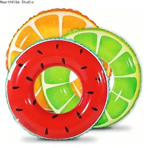 Inflatable Fruit Swimming Ring Pool Float Floatie Summer Beach Water Novelty Design Simulation Fruit Printing for Party