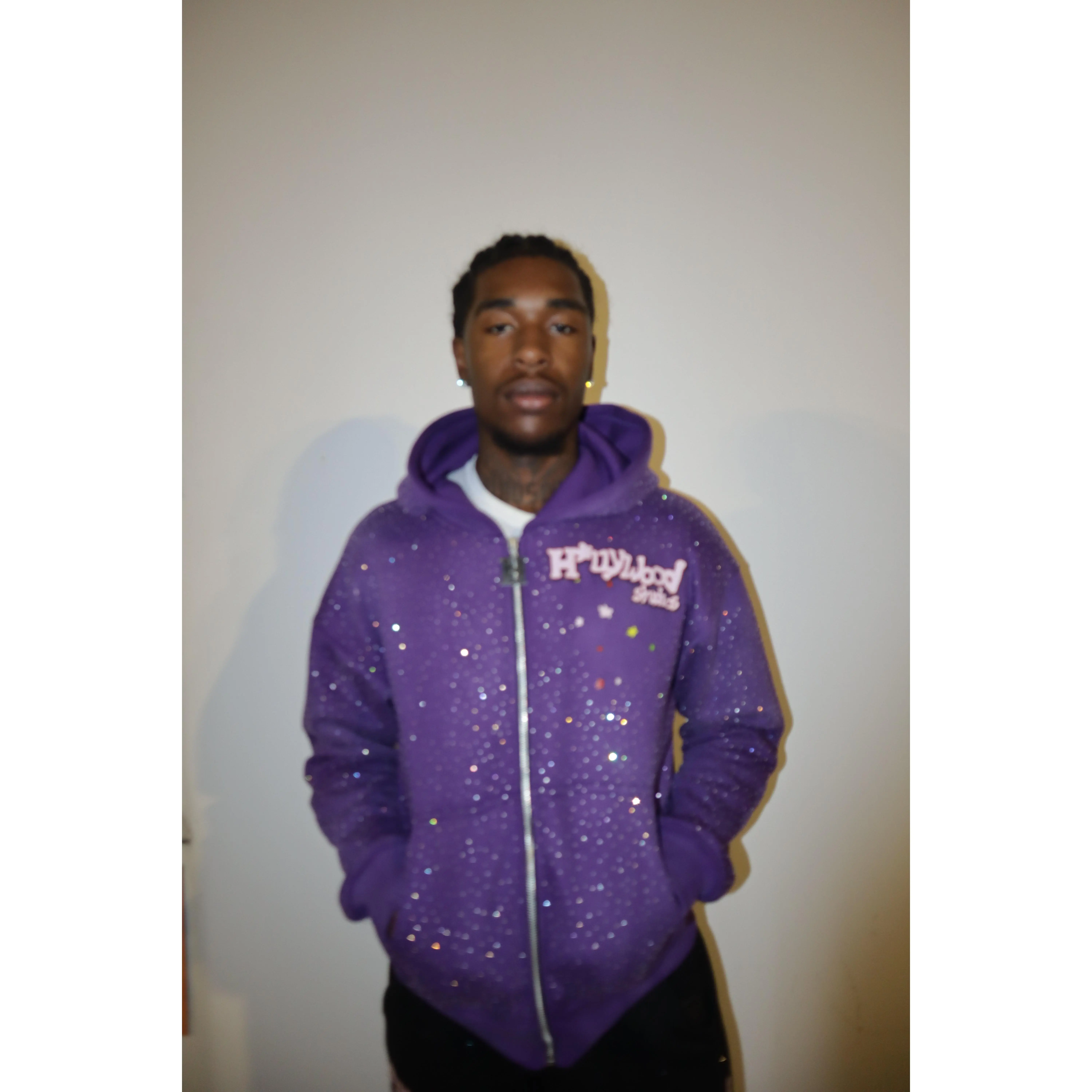 H.W. STUDIOS Purple Rhinestone hoodie💜