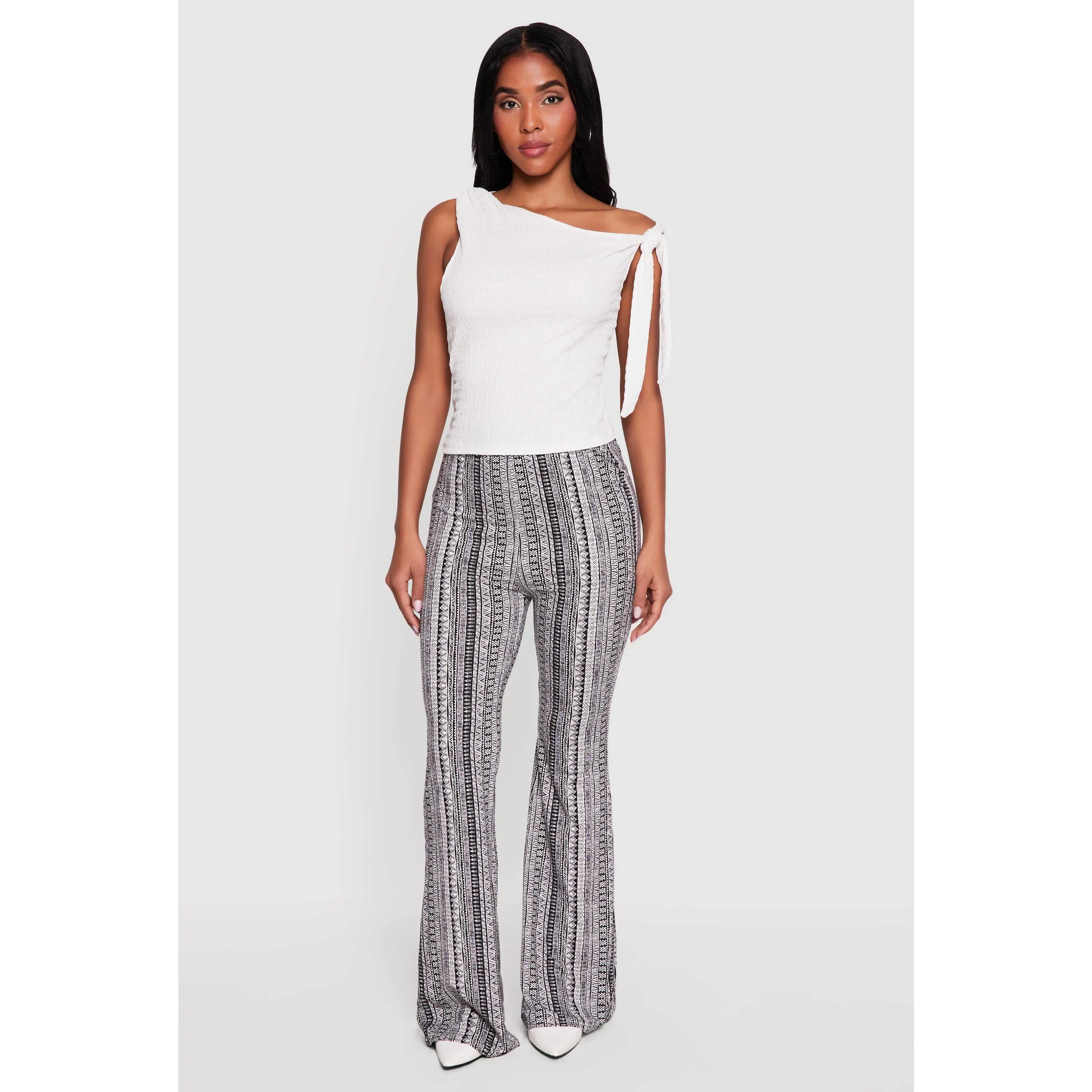 High Waisted Printed Pattern Flared Leggings