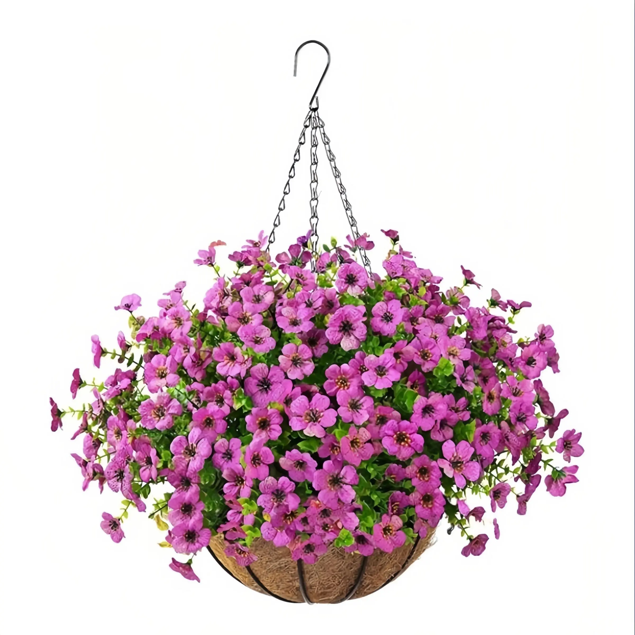 Artificial Hanging Plant Flowers, 8-inch Basket, with Colorful Decorative Silk Potted Daisies, UV Resistant, Suitable for Outdoor Spring Decoration, Looks Real for Outdoor Porch, Family Courtyard, Balcony Garden Decoration, Modern Style