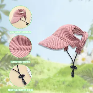 Dog Baseball Cap, Dog Cat Summer Beach Visor Hat with Ear Holes, Adjustable Puppy Sunbonnet Headdress (Pink, X-Large)