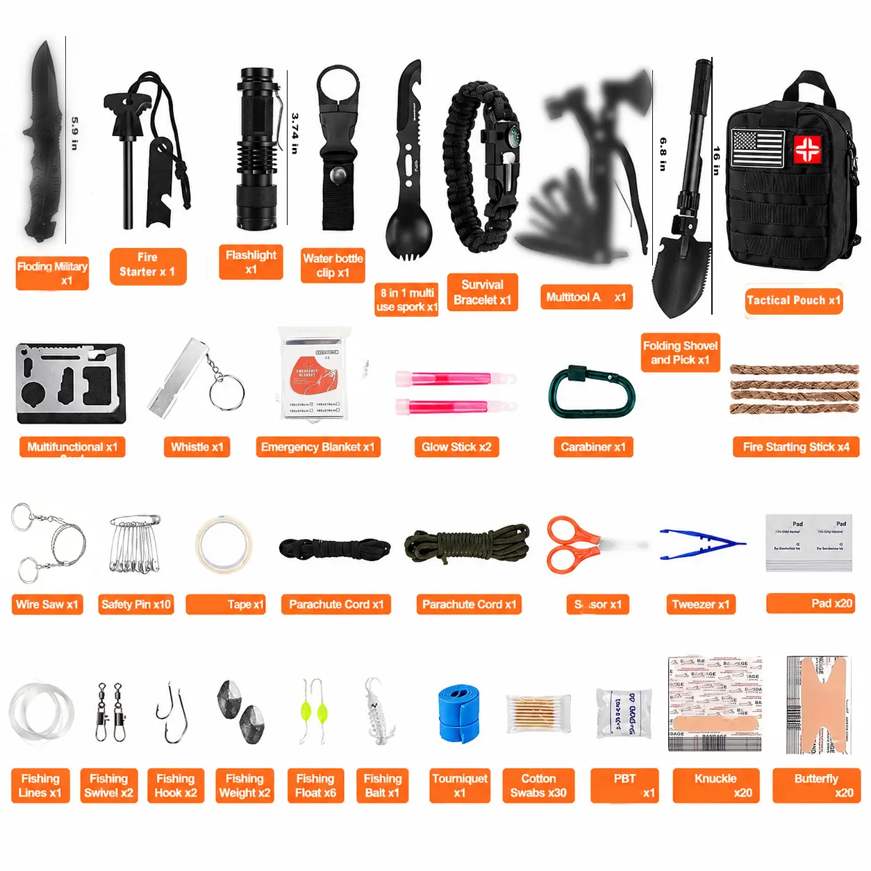 149-in-1 Military-Grade Kit with First Aid Supplies, Tactical MOLLE Accessories, Emergency Blanket, Survival Equipment - Mens Gifts, Father's Day Dad Gift, Storage Bag for Outdoor Adventure Home Prep