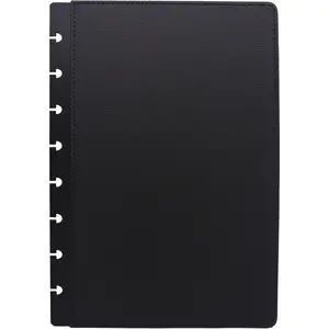 1 Pair Black Junior PU Leather Discbound Journal Covers Compatible with Circa Arc TUL and Happy Planner