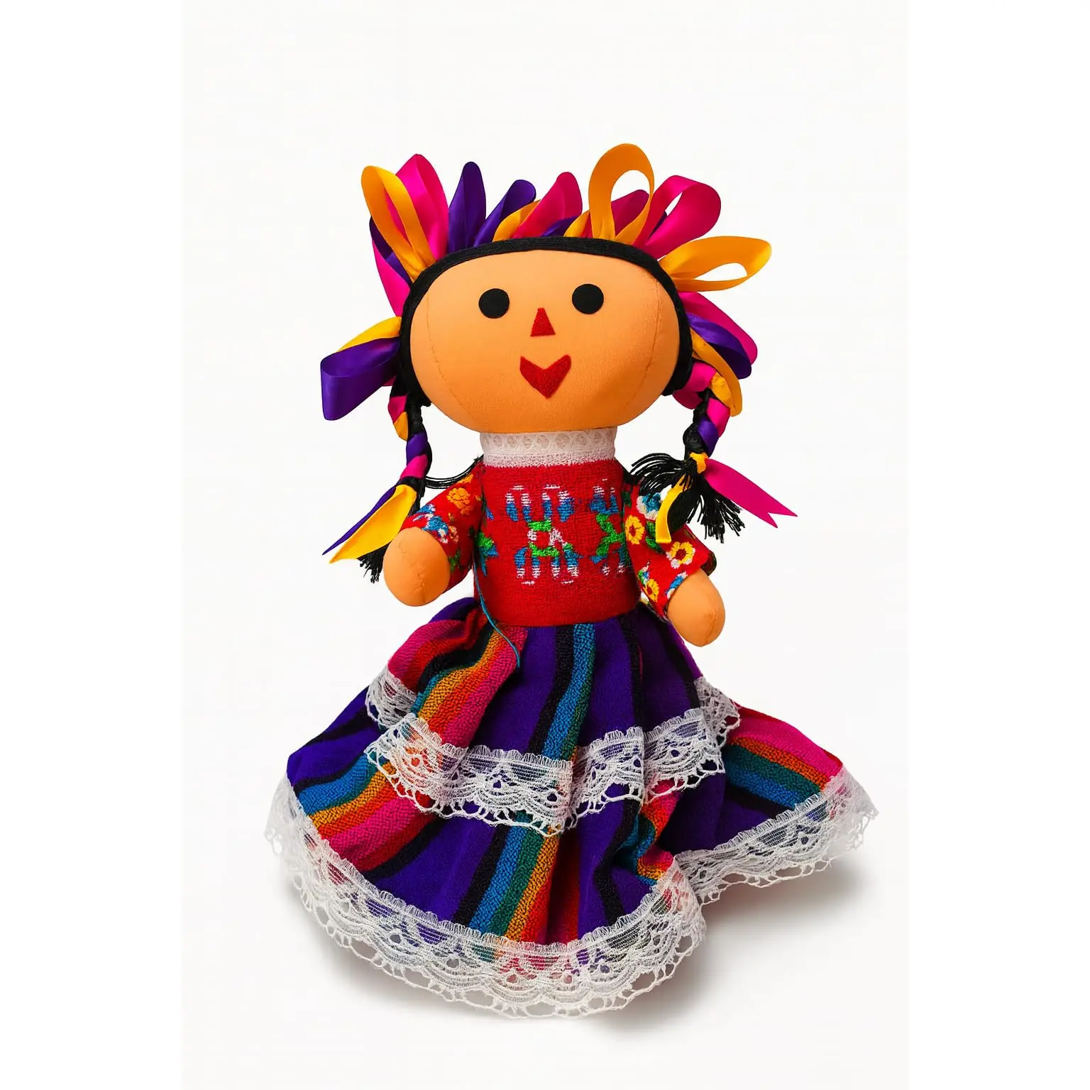 DREAMCO SUPPLIES Artisand Hand Sewed Mexican Traditional Lele Rag Doll for Collection, 10 Inches