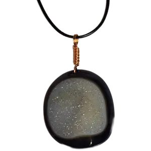 Geode Polished Pendant – Natural Crystal Necklace – 18g Copper Wire Wrapped Bail – 1.5 x 2 in Stone
