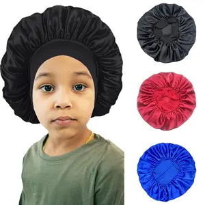 TwiceBeauty  Bonnets for Boys Girls 3Pcs Satin Sleeping Hat Silky Elastic Hair Wrap Wide Band Bonnet Sleep Cap for Teens Haircare Heatless