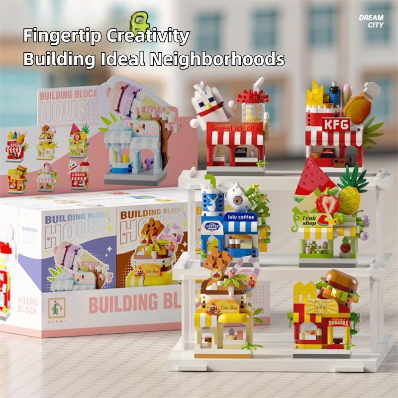 Compatible with Lego, Internet Celebrity Street Scene Commercial Street Building Blocks, Children's Assembly Toys, Micro Particles, School Gifts