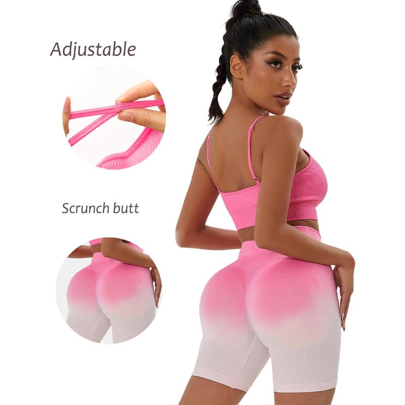 FINETOO 4pcs Workout Sets for Women Ribbed Crop Tank Shorts Active Gym Exercise High Waisted Sports Yoga Outfit Fashion ootd Women Comfortable Set XS-L FINETOO 4pcs Workout Sets for Women Ribbed Crop Tank Shorts Active Gym Exercise High Waisted Sports Yoga Outfit Fashion ootd Women Comfortable Set XS-L