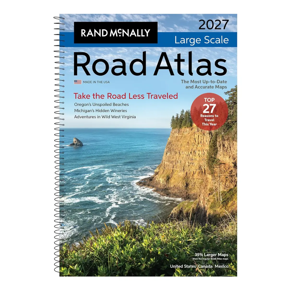Rand McNally 2027 Large Scale Road Atlas Road Map Book - Spiral Bound