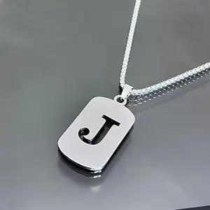 1pcStylishMen'sStainlessSteelNecklacewithRetroHipHopHollowLetter"J"Pendant-AdjustableO-Chain,IdealforCouples&DailyWear