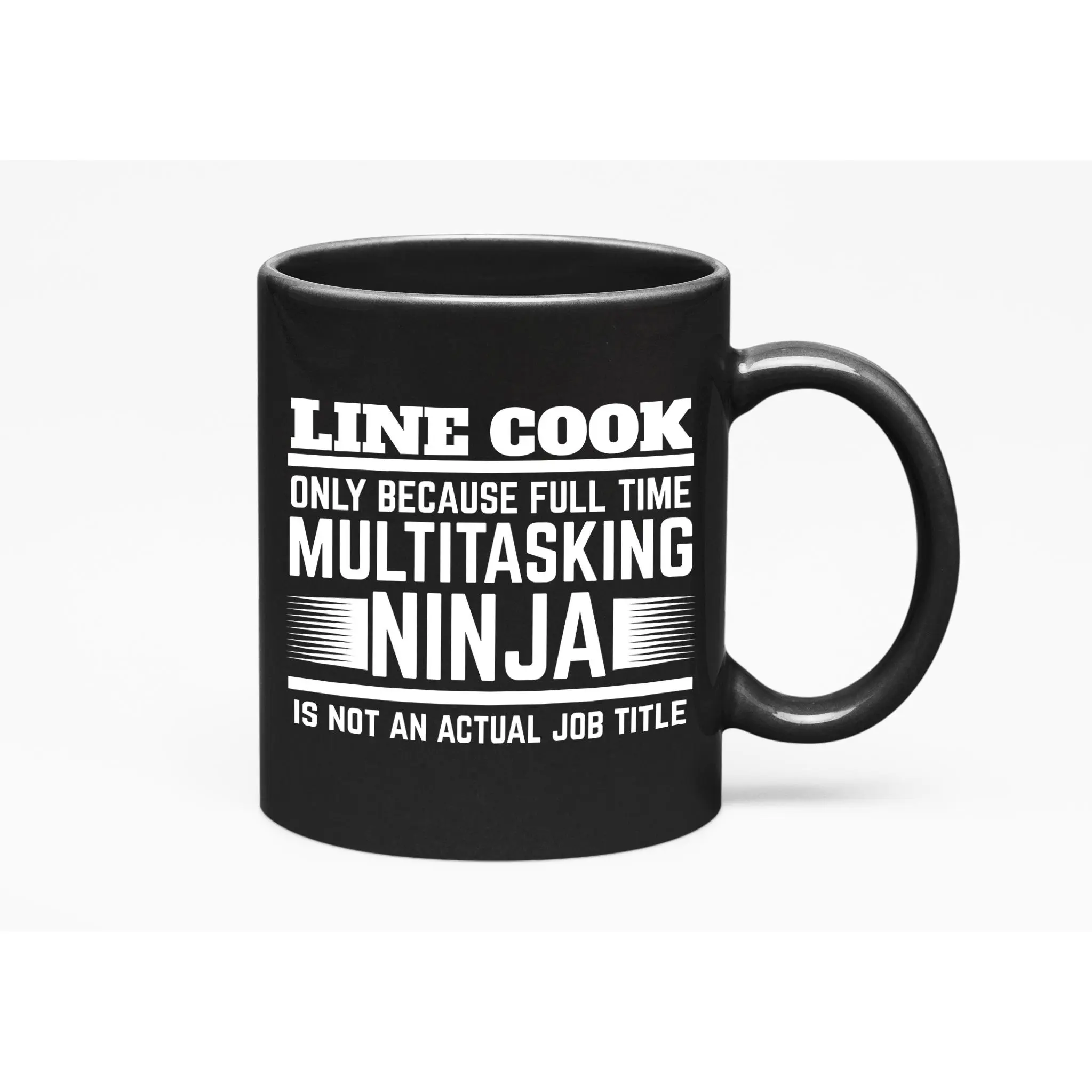 Line Cook Multitasking Ninja, Black 11oz Ceramic Mug