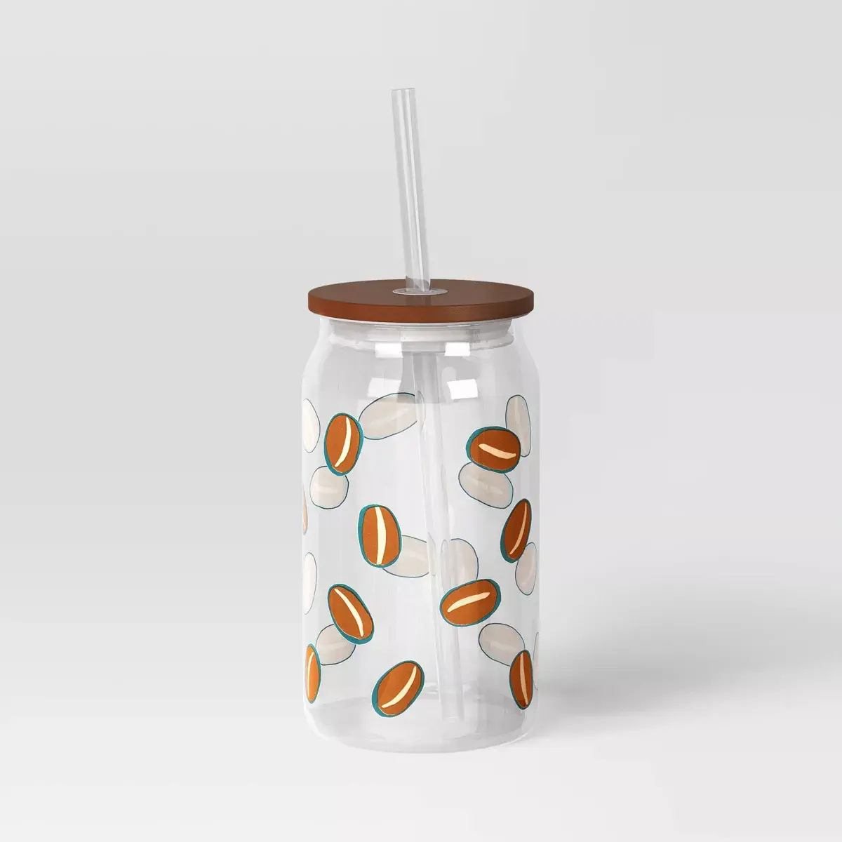 4 Pack,14.5 fl oz Glass Straw Tumbler Coffee Beans - Room Essentials