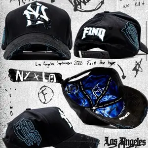 Gallo Fino 1:1 "F The Hype" NY X LA Snapback Hat GFNYXLA BLKBLUE Black Blue Adjustable Cap G5 Premium Streetwear Piece
