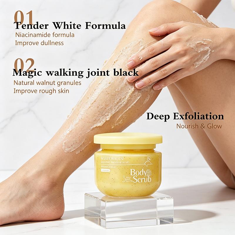WISEORIGIN Grape & Grapefruit Fragranced Body Scrub (250g) Deep cleansing, gentle exfoliation and nourishment. Refines pores for silky smooth skin. Ideal gift for body care. Smoother