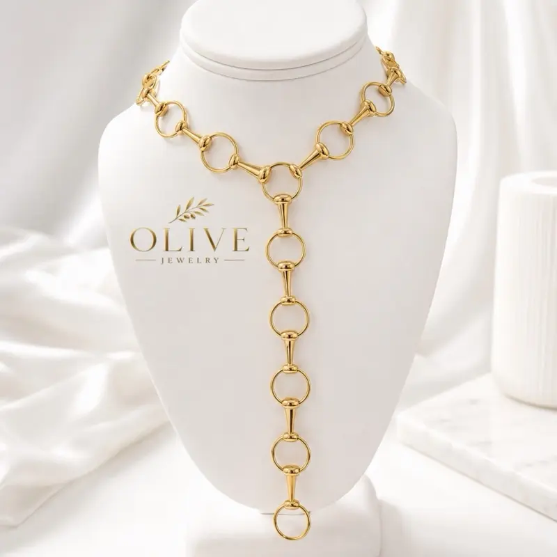 Olive Jewelry Olympia Necklace - Solid necklace with a beautiful long design perfect for any occasion Elevate your outfits with this gorgeous necklace non tarnish material