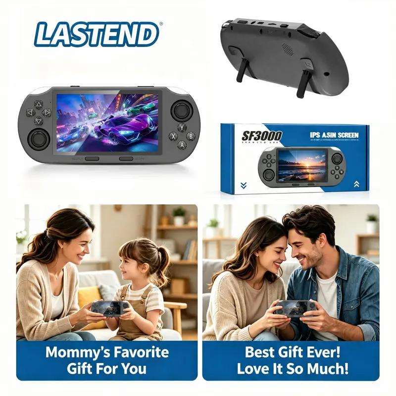 LASTEND SF3000 Portable Retro Handheld Video Game Console - 4.5" IPS Display, 3000mAh Rechargeable Battery, 16GB TF Card Compact Device, Gamer Stuff, Teen Boy Gift, Unique Gifts for Man, Back to School Item