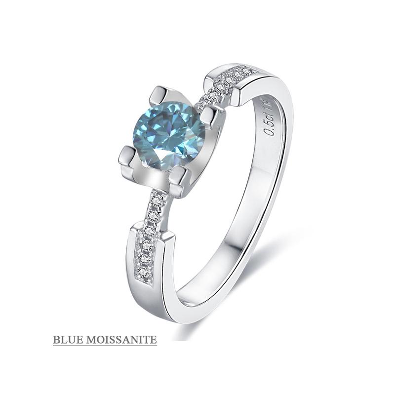 0.5 Carat Moissanite Engagement Ring Sterling Silver 925 Prong Setting Classic Solitaire Ring for Women,Light Luxury Bridal Jewelry Valentines Day Gift Proposal Present For Her