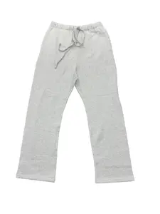Light Oatmeal Mens Uncuffed Relaxed Oversized Sweatpants Heavyweight Ultra Soft Fleece Boxy Casual Everyday Wear