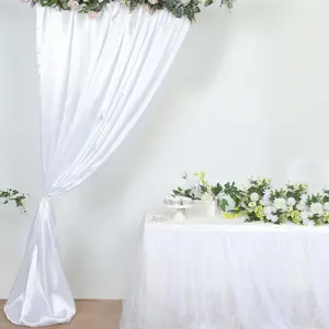 White Satin Backdrop Drape Curtain, Photo Booth Event Divider Panel - 8ftx10ft