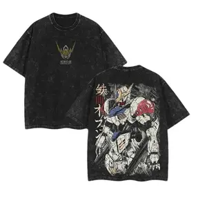 Gundam Barbatos - Mobile Suit Gundam Anime Double Printed Vintage Washed Tee Unisex Oversize Anime Manga Washed Heavyweight Cotton T-shirt, Gift For Anime Fan, Anime Lover