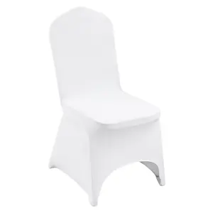 Stretch Spandex Folding Chair Covers Set, Universal Fitted Arched Front Slipcovers, Removable Washable Protective Covers For Wedding Banquet Party Event Holiday Dining, 50 PCS White