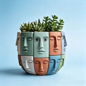 Silicone Mold for 3D Puzzle Expression Flower Pot Making, Artistic Handmade Home Decor, Plant Pot Decoration, DIY Gift Idea