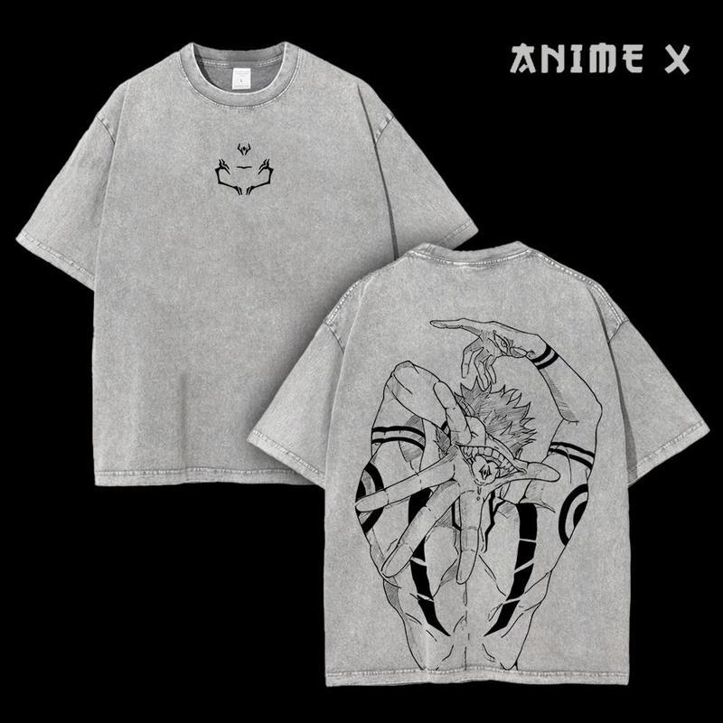 [FS] Retro Limited Vintage Ryomen Sukuna Signature - Jujutsu Kaisen Anime Double Printed  Washed Tee Unisex Oversize Anime Manga Lightweight Cotton T-Shirt Anime Fan Lover