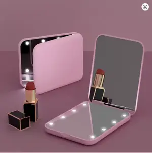 Mini LED Lighted Foldable Pocket Vanity Mirror, 1X & 2X Magnifying, Portable for Beauty & Personal Care
