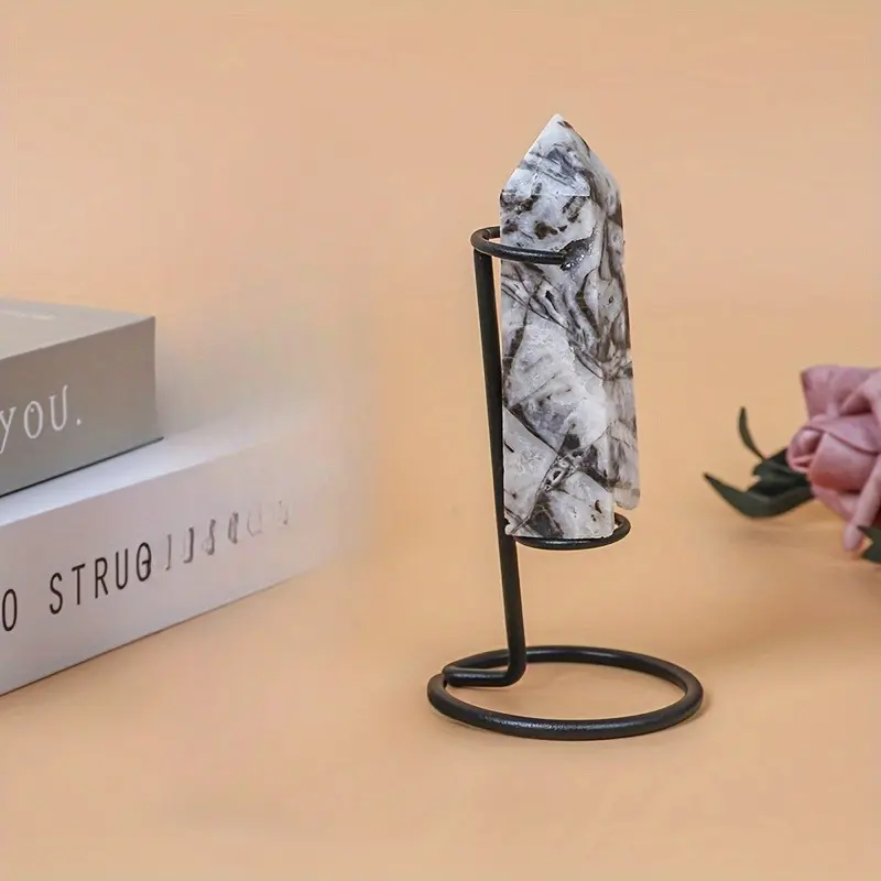 1PC Classic Pedestal Stand for Crystal Column Display, Religious Theme Boho Base Holder for Energy Stone Hexagonal Pillars, Home Decor Accessory Without Electricity