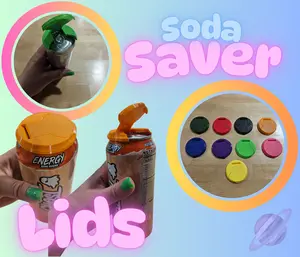 SODA SAVER LIDS- 2 SIZES FOR STANDARD AND SLIM CANS- 5 PACK