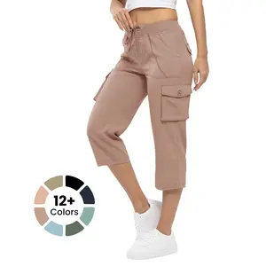 【CLEARANCE】YSENTO Womens Capris Lightweight Hiking Pants 6 Pockets Quick Dry Cargo Outdoor Trip Loose Shorts【Plus Size,S-XXXXL】