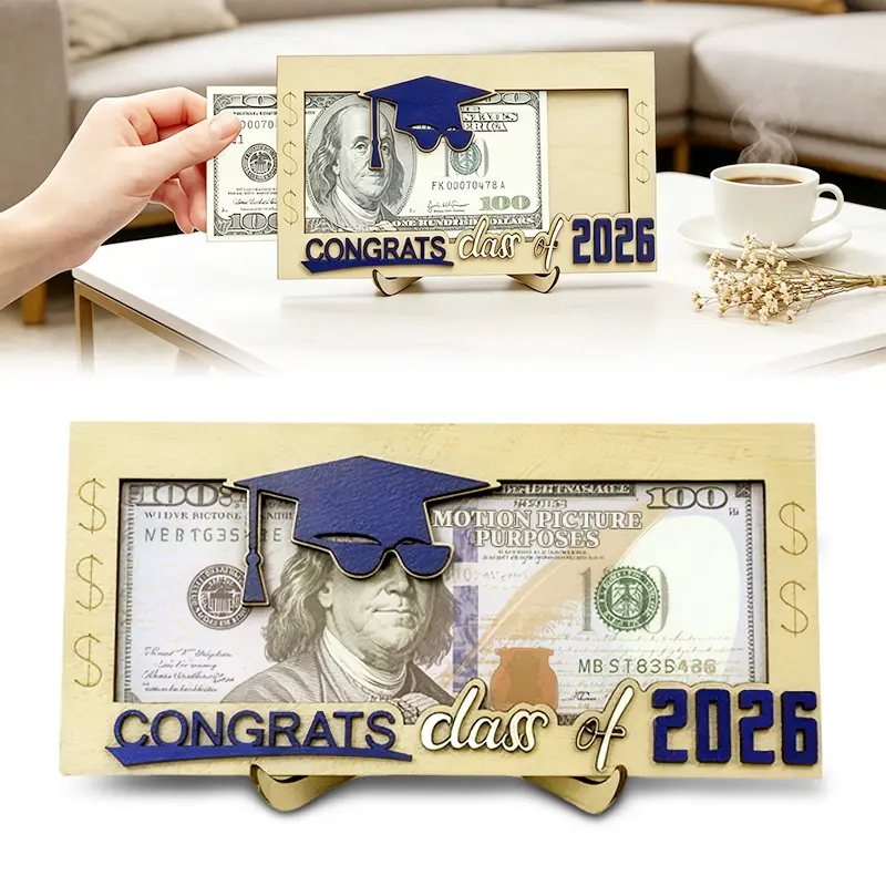 Graduation Gifts 2026 Money Holder, Wooden Graduation Money Cash Envelope Box for Class of 2026 High School Senior College University Graduates Student