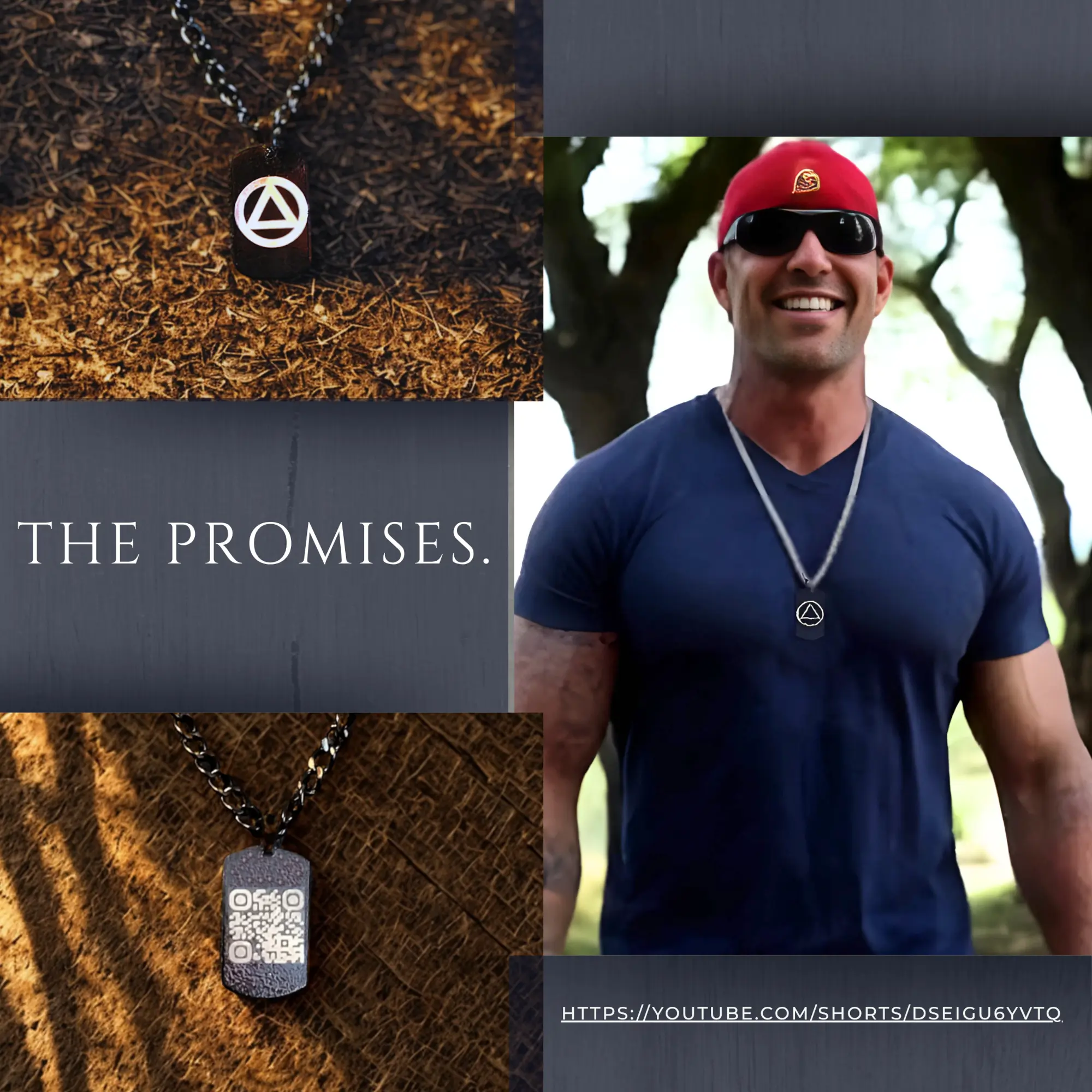 Sobriety Necklace Jewelry, Engraved Steel Alcoholics Anonymous AA Pendent Tag, Addiction Recovery Gift, QR Code Big Book AI Presentation.