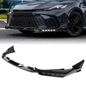 Sport-Style Front Bumper Lip Body Kit Spoiler with LED Sequential Running Lights Compatible with 2025 - 2027 Toyota Camry SE / XSE Only Bumper