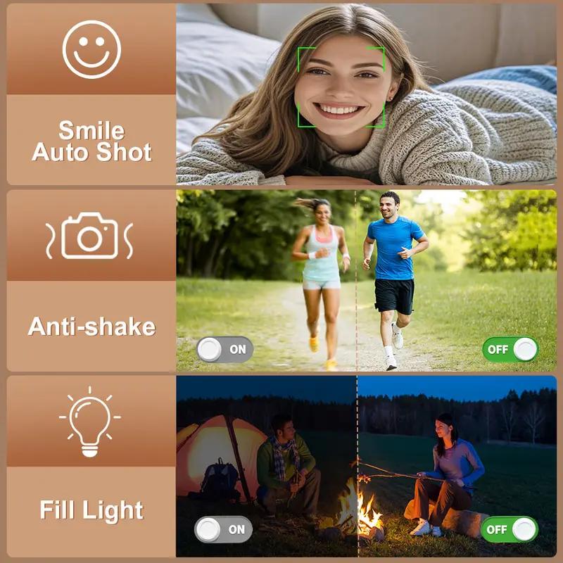 HD Digital Camera 8x Digital Zoom Camera for Vlog 3.0 Inch LCD Rechargeable Camera, Photography Camera for Teenagers and Beginners Supports 64GB TF Card for Photos, Videos and Cameras Thanksgiving and New Year Gift Portable and Durable Christmas Men Pink