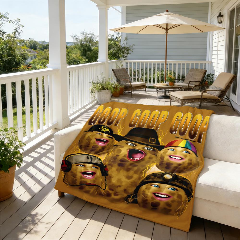 Goop Goop Goop Funny Peanut Meme Print Flannel Blanket Cooling Blanket Homegoods Soft Cozy For Bedroom Living Room Sofa Couch For Meme Lovers Teens Adults Perfect Gift Suitable for all four seasons cozy flannel blanket