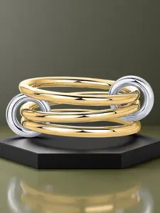 Stainless Steel 3 Ring Interlocking Rings Set, Dual Color Multi-Element Design, Perfect Birthday Gift, Suitable for Daily Wear and Parties