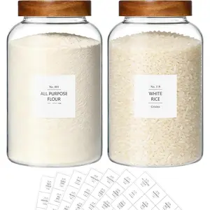 1 Gallon Large Glass Jars With Airtight Lid, 2 count Glass  Storage Containers With , Flour Rice Contianers for Pantry Kitchen Organization Egg Cookie Sugar Cereal (128 oz /3800ml)