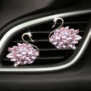 2 Counts Swan Car Air Vent Perfume Diffuser, Rhinestone Decorative Car Accessory, Elegant Design for Vehicle Interior Decoration, Car Interior Diffusers