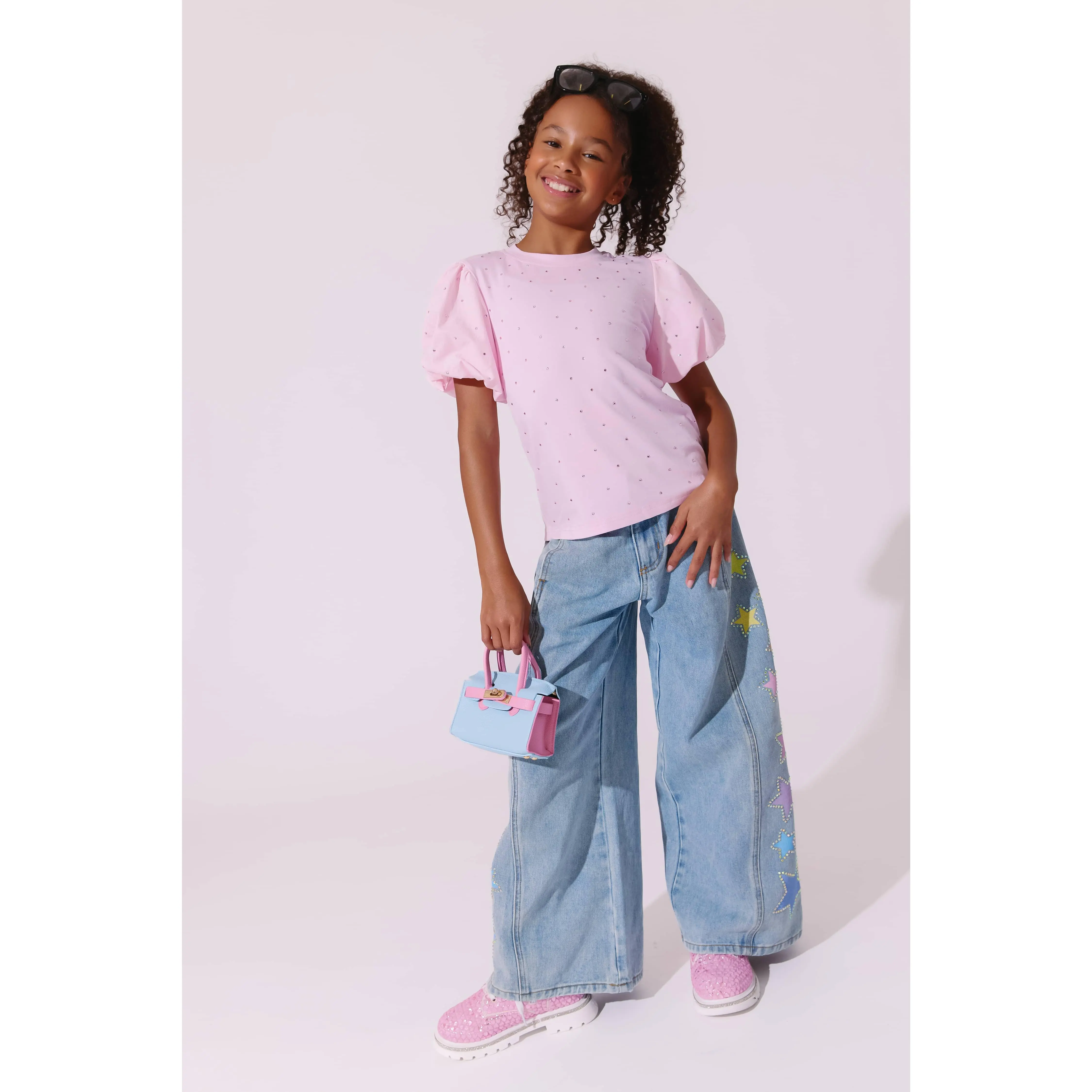 Rainbow Ombre Stars Wide Leg Jeans